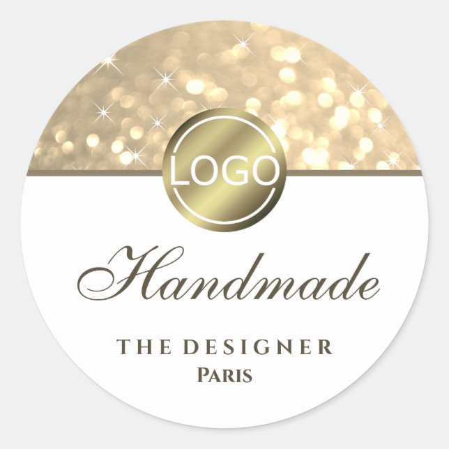 Sticker Rond Glam Golden Parties scintillant Sparkle Stars Logo (Devant)