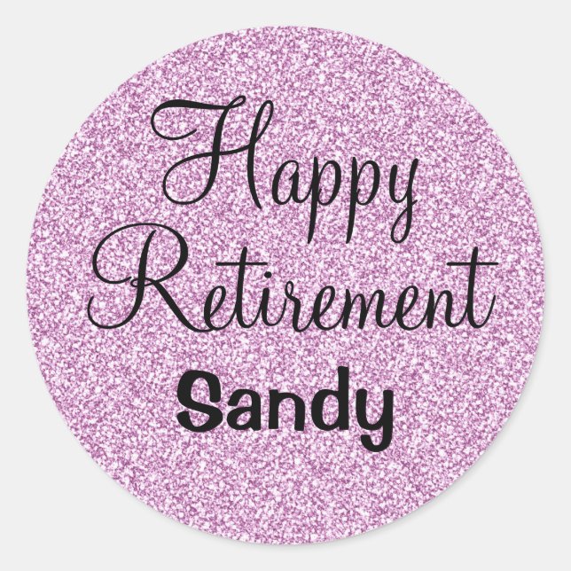 Sticker Rond Glam Happy Retraite Purple Parties scintillant Éti (Devant)