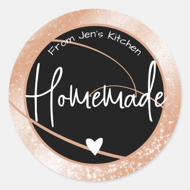 Sticker Rond Glam Luxe Parties scintillant Étincelle Peach Coeu (Devant)