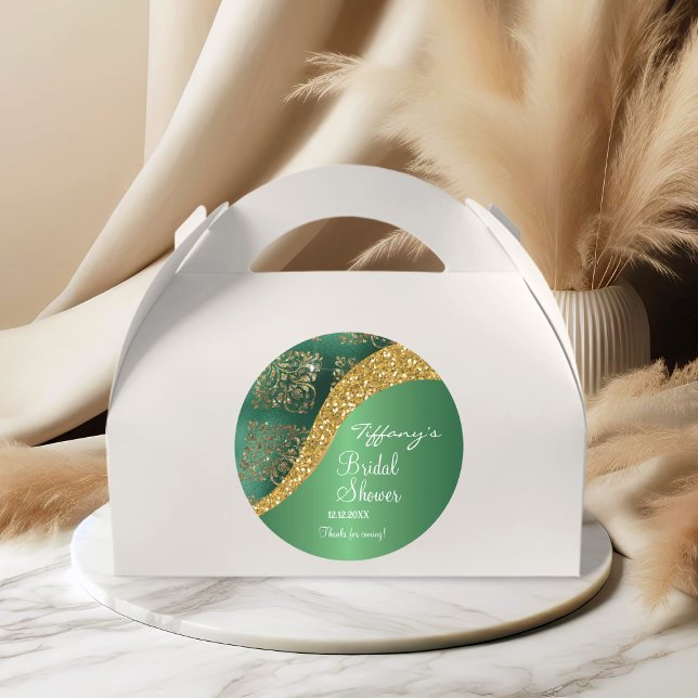 Sticker Rond Glam Or Glitter Vert Métallic Mariage (Créateur téléchargé)