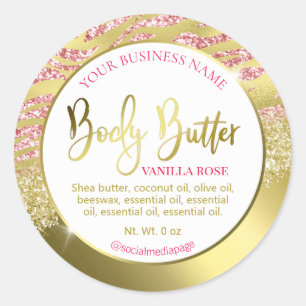 Sticker Rond Glam Parties scintillant rose et or  à huile Beurr