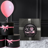 Glam Pink Black Fashion 40th Birthday Party