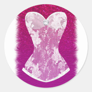 Sticker Rond Glam rose & blanc Tendance Lingerie Douche Favoris