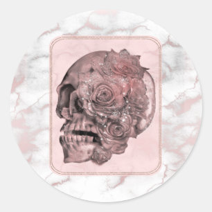 Sticker Rond Glam Rose Gold rose crâne Marble Party