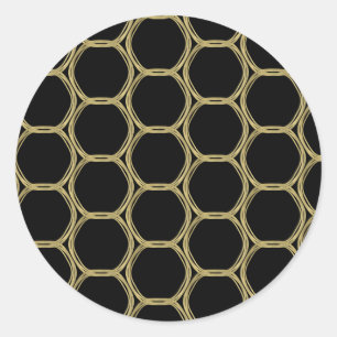 Sticker Rond Glamour doré & Anneaux noirs Fête Glam Moderne