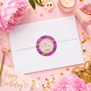 Sticker Rond Glamour Rose Gold Strates Bijou 98e Anniversaire