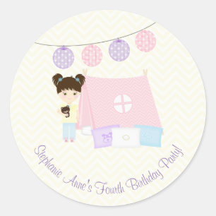 Sticker Rond Glamping Sleepover Party