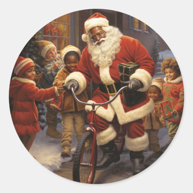 Sticker Rond Glee with Black Père Noël : Joyeux Noël Joie (Devant)