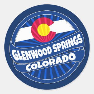 Sticker Rond Glenwood Springs Colorado drapeau d'éclatement aut
