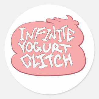 Sticker Rond Glitch de yaourt infini (fraise)