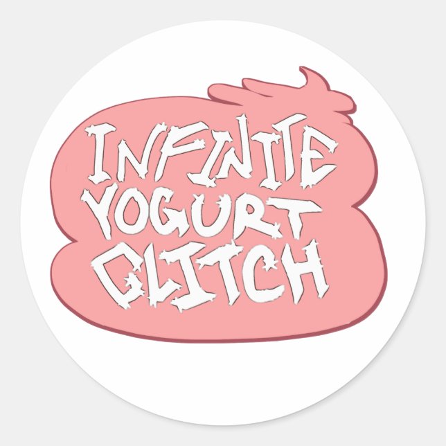 Sticker Rond Glitch de yaourt infini (fraise) (Devant)