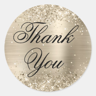 Sticker Rond Gliterie Champagne Foil Merci fantaisie