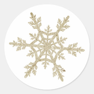 Sticker Rond Gliterie en or Flocon de neige