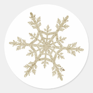 Sticker Rond Gliterie en or Flocon de neige