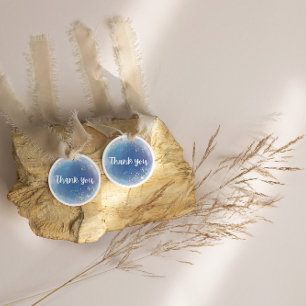 Sticker Rond Glitter Bleu Merci Rêveuse Mariage 