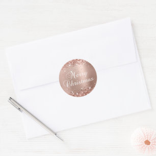 Sticker Rond Glitter Rose or glam Gradient Joyeux Noël