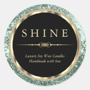 Sticker Rond Glitter vert Black andMint