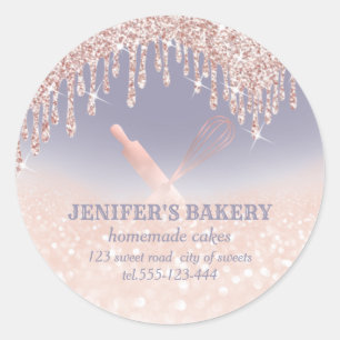 Sticker Rond Glitterie rose or rouleau pin & whisky chef boulan