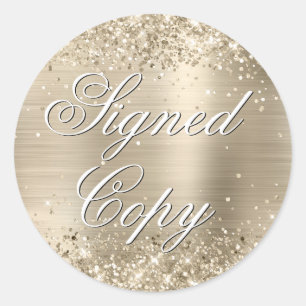 Sticker Rond Glittery Champagne Foil fantaisie Signé Copie