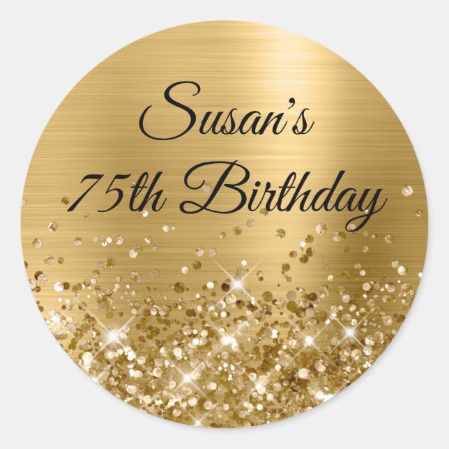 Sticker Rond Glittery Gold Foil 75e anniversaire (Devant)