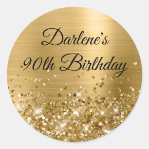 Sticker Rond Glittery Gold Foil 90e anniversaire