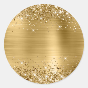 Sticker Rond Glittery Gold Foil Blu