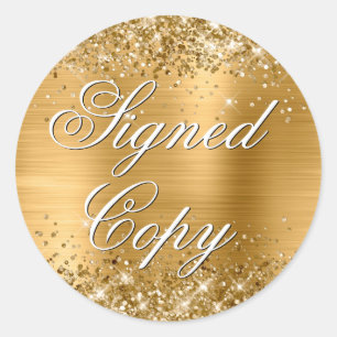 Sticker Rond Glittery Gold Foil Fancy Signé Copie