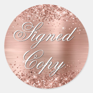 Sticker Rond Glittery Rose Gold Foil Fancy Signé Copie