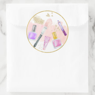 Sticker Rond Glitz & Glam Spa or rose Anniversaire
