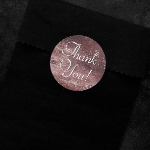 Sticker Rond Glitzy Foil Rose or Mauve rose Merci
