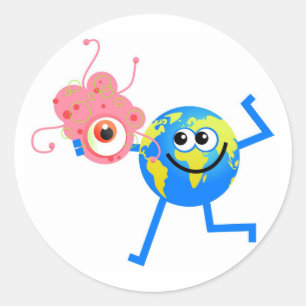 Sticker Rond Globe de bactéries