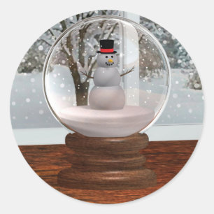 Sticker Rond Globe de neige de bonhomme de neige