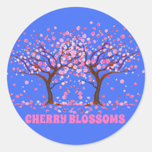 Sticker Rond Globe des neiges roses des fleurs de cerisiers