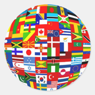 Sticker Rond Globe du drapeau