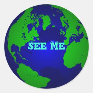 Sticker Rond globe, vois-moi