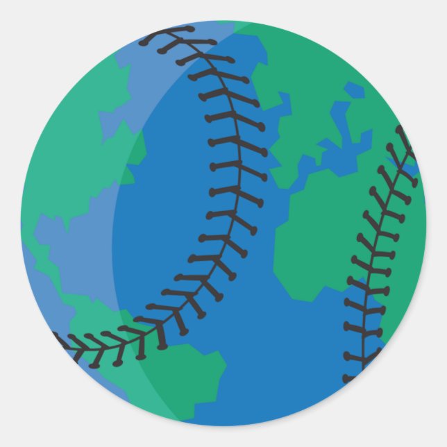 Sticker Rond globe-world baseball (Devant)