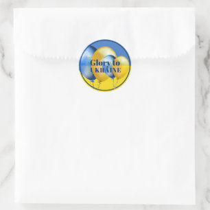 Sticker Rond Gloire à l'Ukraine Bleu Jaune Bleu Ballons