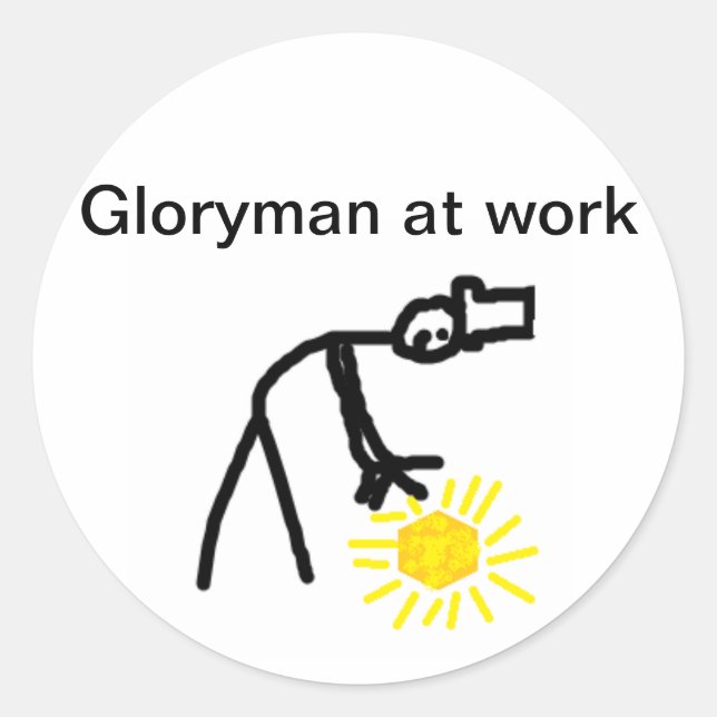 Sticker Rond Gloryman au travail (Devant)