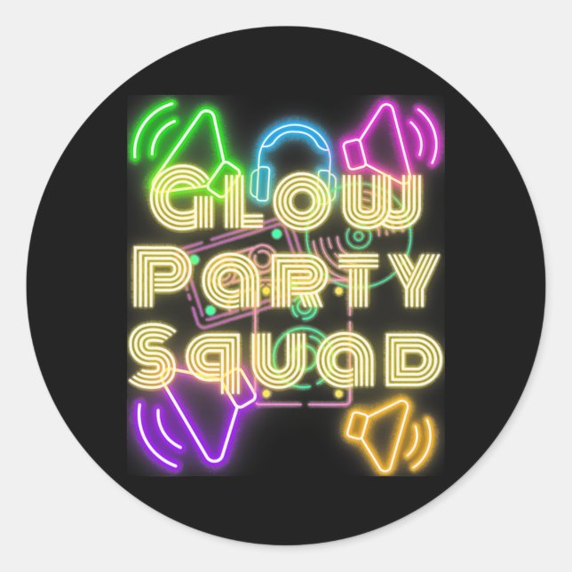 Sticker Rond Glow Party Squatte Lose Crazy Night Party Hommes (Devant)