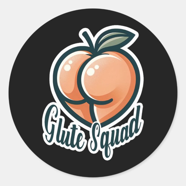 Sticker Rond Glute Squad Peach Butt Glutes Fitness (Devant)