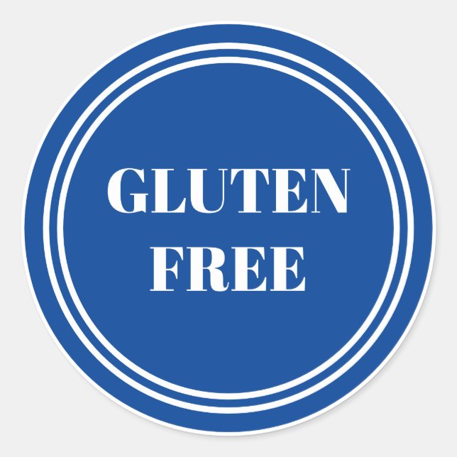 Sticker Rond Gluten Free Allergy Safe Blue Simple (Devant)