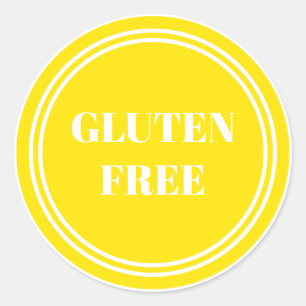 Sticker Rond Gluten Free Allergy Safe Jaune Simple