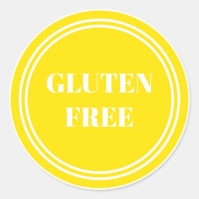 Sticker Rond Gluten Free Allergy Safe Jaune Simple (Devant)