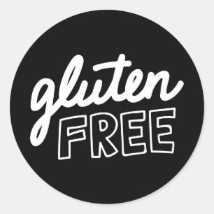 Sticker Rond Gluten Free Black & White Typographie