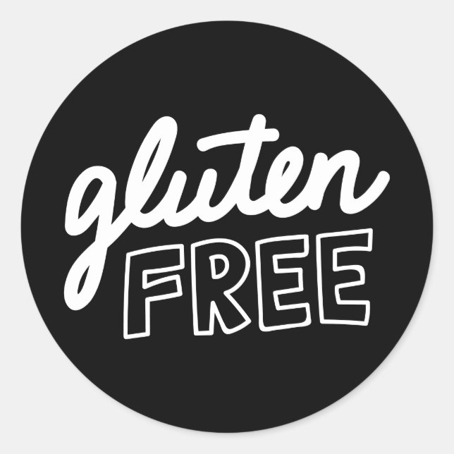 Sticker Rond Gluten Free Black & White Typographie (Devant)