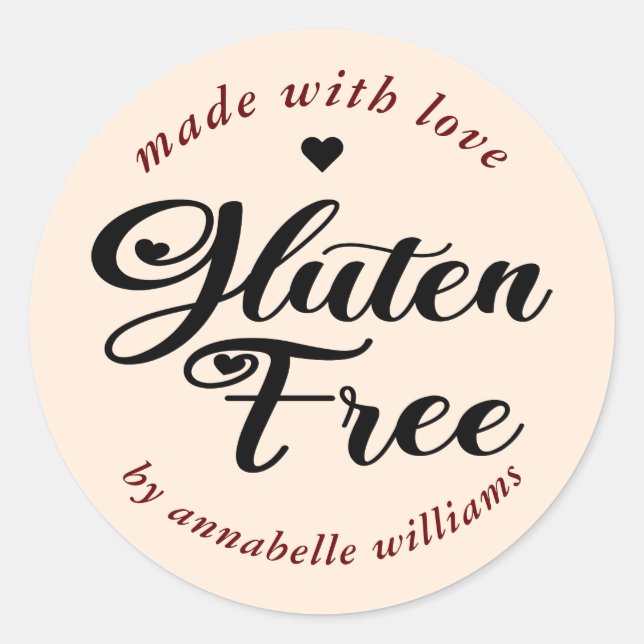 Sticker Rond Gluten Free Boulangerie Typographie Classic Round  (Devant)
