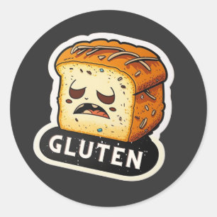Sticker Rond Gluten Gluten Je ne peux pas manger gluten drôle