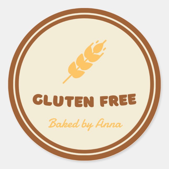 Sticker Rond Gluten Gratuit Simple Personnalisé (Devant)