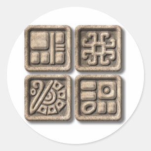 Sticker Rond Glyphes maya