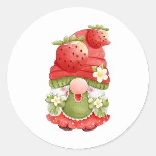 Sticker Rond Gnome adorable du jardin de fraises